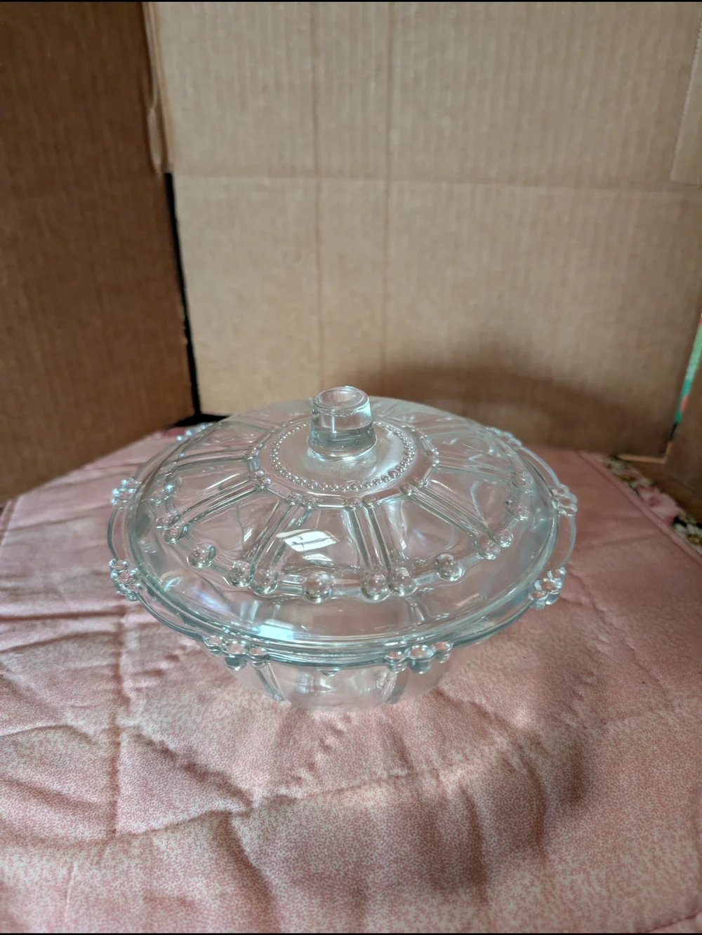 Clear Glass Covered Serving Bowl - Home Kitchen